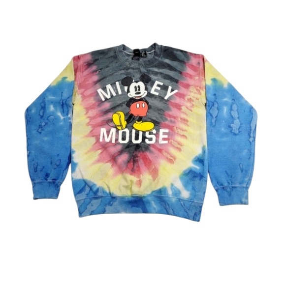 Rare Vintage 90's Mickey Mouse Tie Dye Pattern Disney Sweatshirt - Picture 1 of 9